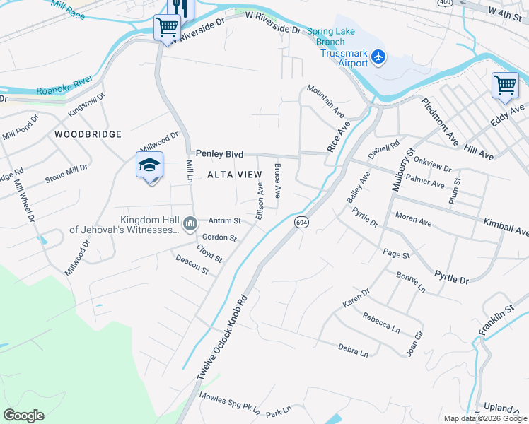 map of restaurants, bars, coffee shops, grocery stores, and more near 1312 Stevens Street Southwest in Salem