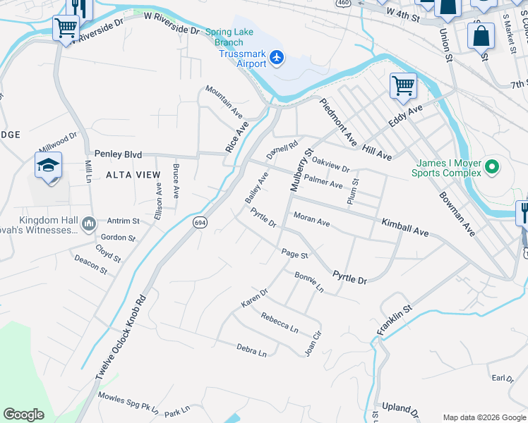 map of restaurants, bars, coffee shops, grocery stores, and more near 939 Pyrtle Drive in Salem