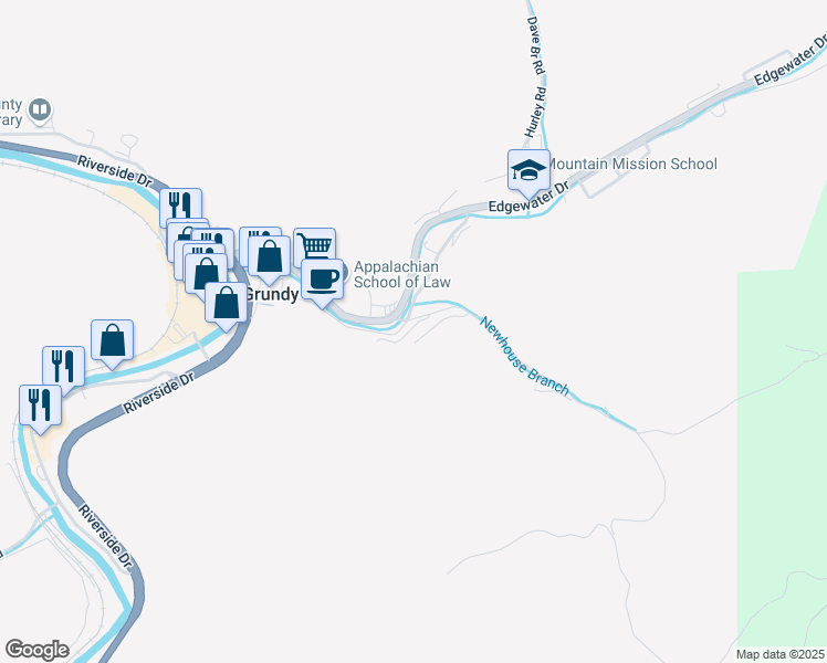 map of restaurants, bars, coffee shops, grocery stores, and more near Granada St in Grundy