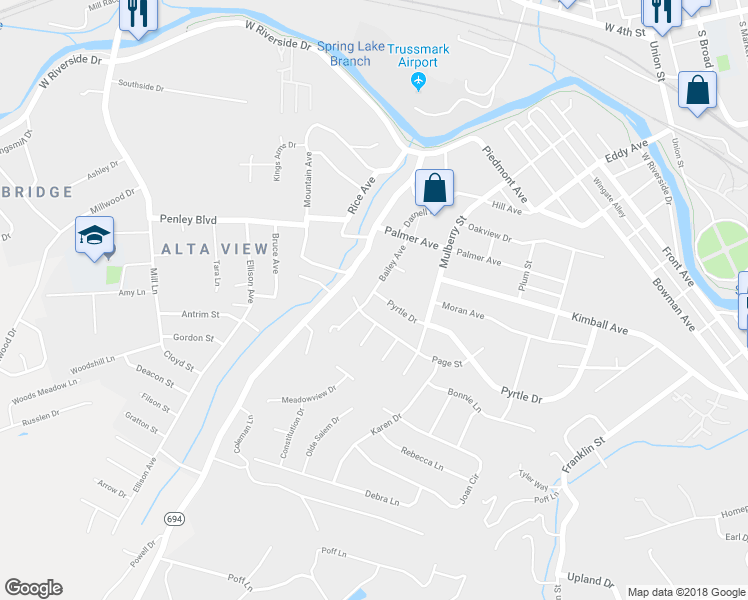 map of restaurants, bars, coffee shops, grocery stores, and more near 962 Pyrtle Drive in Salem