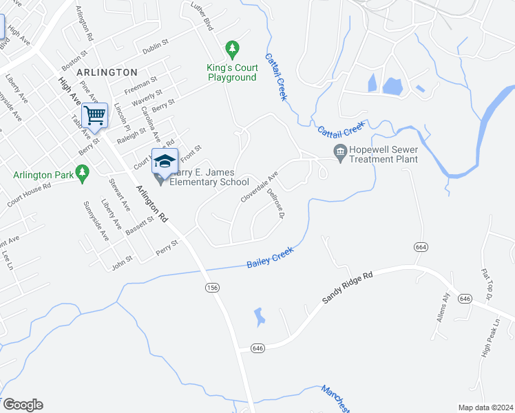 map of restaurants, bars, coffee shops, grocery stores, and more near 2109 Hazelwood Avenue in Hopewell