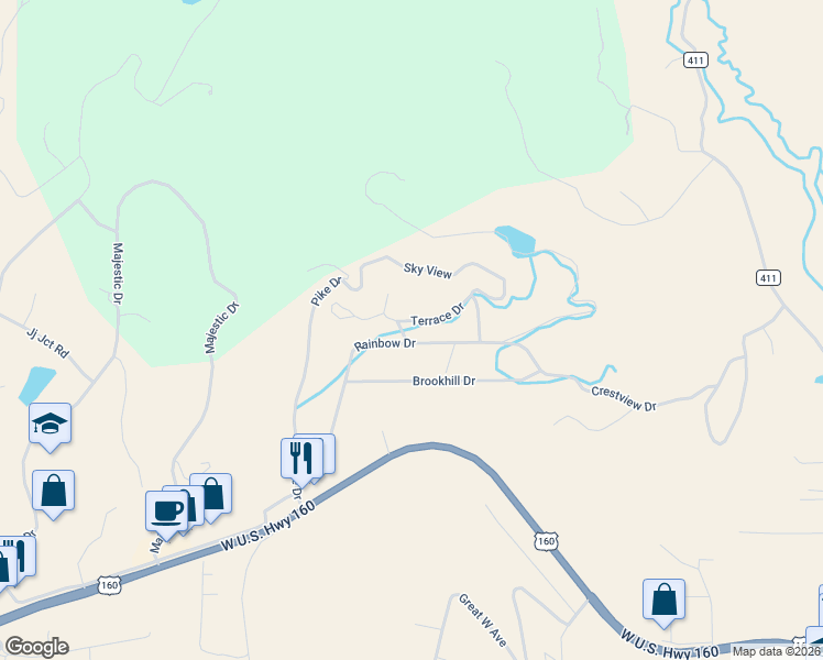 map of restaurants, bars, coffee shops, grocery stores, and more near 350 Rainbow Dr in Pagosa Springs