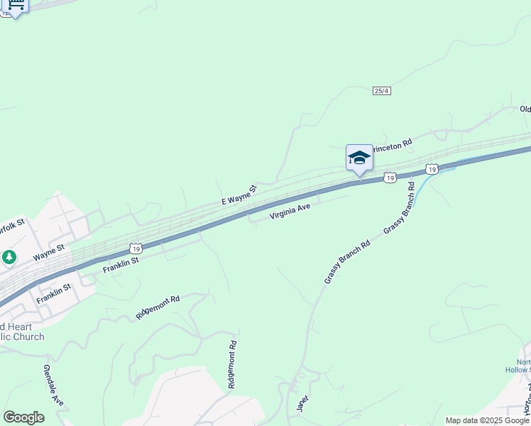 map of restaurants, bars, coffee shops, grocery stores, and more near 2222 Virginia Ave in Bluefield