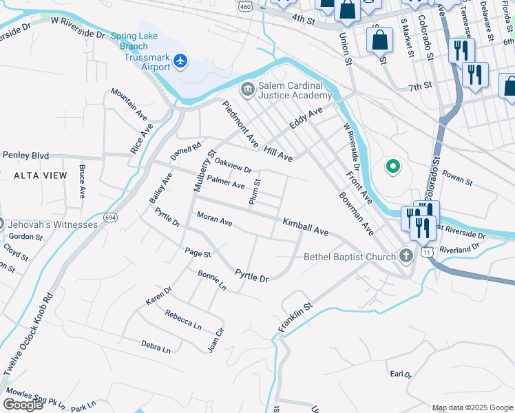 map of restaurants, bars, coffee shops, grocery stores, and more near 631 Kimball Avenue in Salem