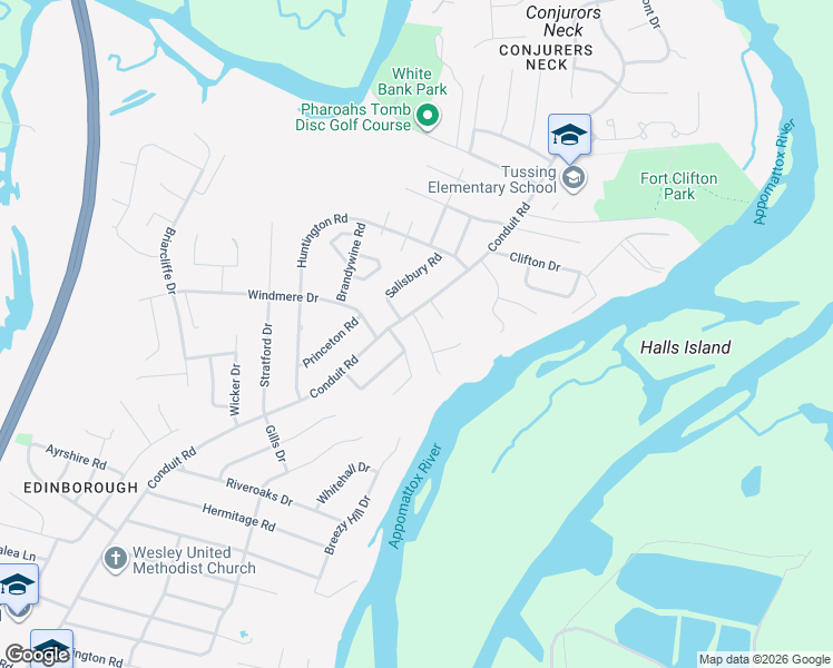 map of restaurants, bars, coffee shops, grocery stores, and more near 319 Mallard Drive in Colonial Heights