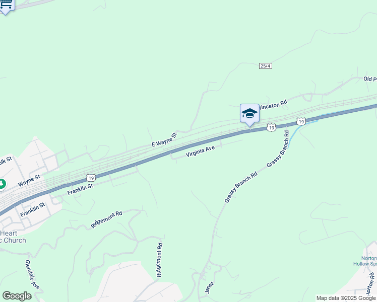 map of restaurants, bars, coffee shops, grocery stores, and more near 2222 Virginia Ave in Bluefield
