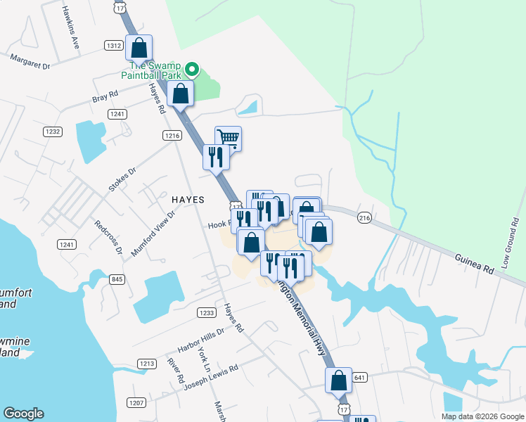 map of restaurants, bars, coffee shops, grocery stores, and more near in Gloucester Point