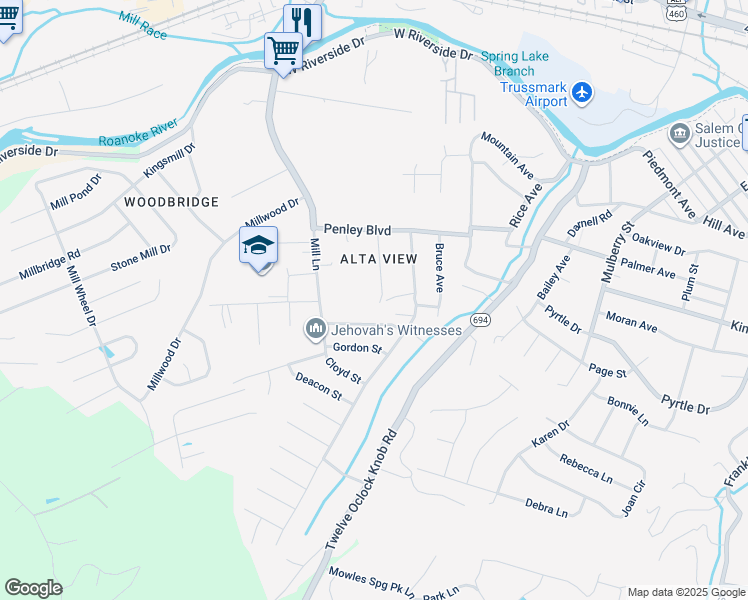 map of restaurants, bars, coffee shops, grocery stores, and more near 2159 Ellison Avenue in Salem