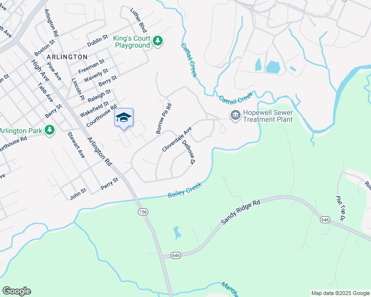 map of restaurants, bars, coffee shops, grocery stores, and more near 2109 Hazelwood Avenue in Hopewell