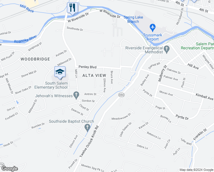 map of restaurants, bars, coffee shops, grocery stores, and more near 1312 Stevens St in Salem