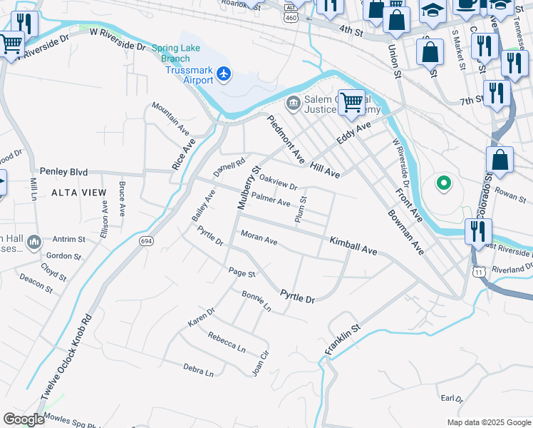 map of restaurants, bars, coffee shops, grocery stores, and more near 822 Palmer Avenue in Salem