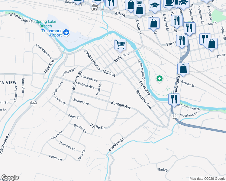 map of restaurants, bars, coffee shops, grocery stores, and more near 2022 Vine Street in Salem
