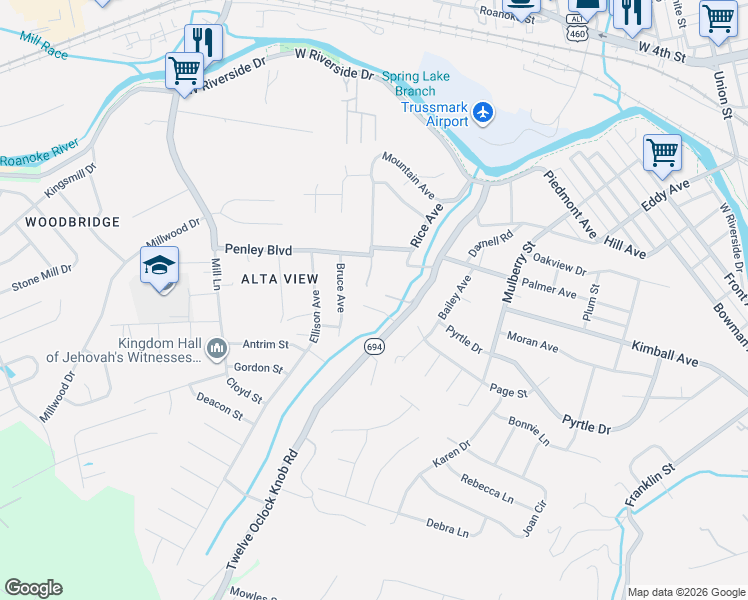 map of restaurants, bars, coffee shops, grocery stores, and more near 1108 Christy Circle in Salem