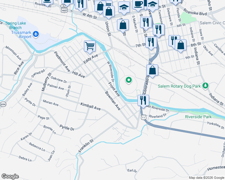 map of restaurants, bars, coffee shops, grocery stores, and more near 312 Front Avenue in Salem