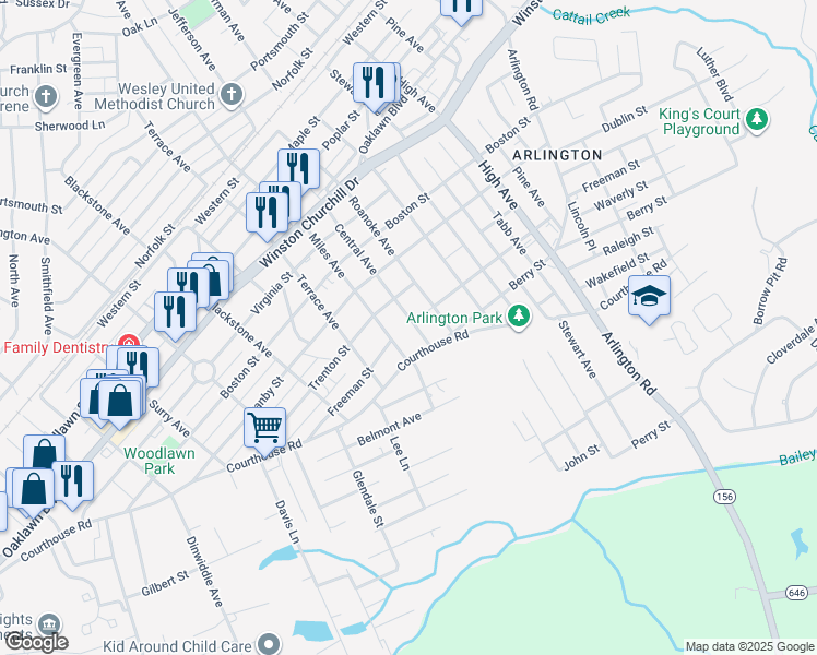map of restaurants, bars, coffee shops, grocery stores, and more near 1500 Central Avenue in Hopewell