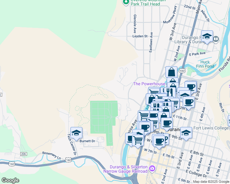 map of restaurants, bars, coffee shops, grocery stores, and more near 125 Ella Vita Court in Durango