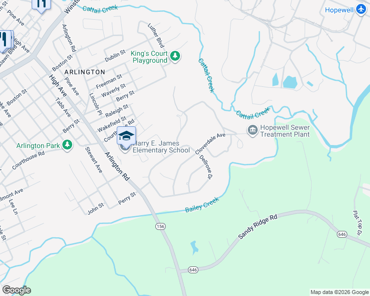 map of restaurants, bars, coffee shops, grocery stores, and more near 1902 Dellrose Drive in Hopewell
