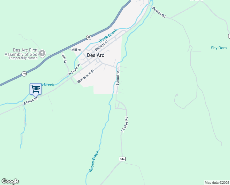 map of restaurants, bars, coffee shops, grocery stores, and more near 311 County Road 157 in Des Arc