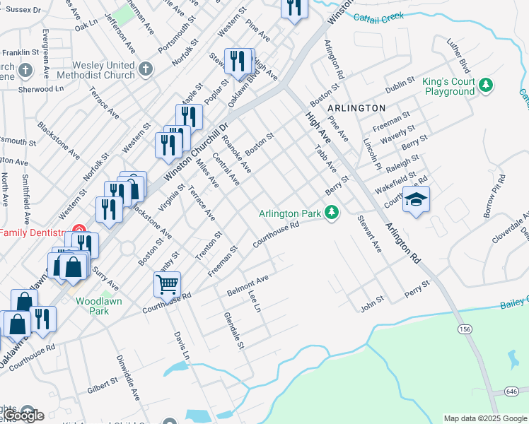 map of restaurants, bars, coffee shops, grocery stores, and more near 1500 Central Avenue in Hopewell