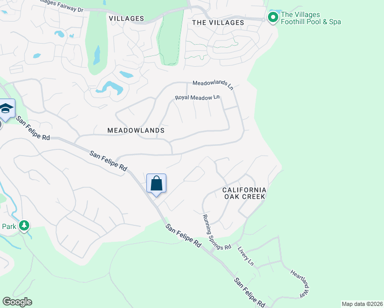 map of restaurants, bars, coffee shops, grocery stores, and more near 3673 Meadowlands Lane in San Jose
