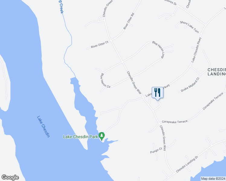 map of restaurants, bars, coffee shops, grocery stores, and more near 13519 Blue Heron Circle in Chesterfield