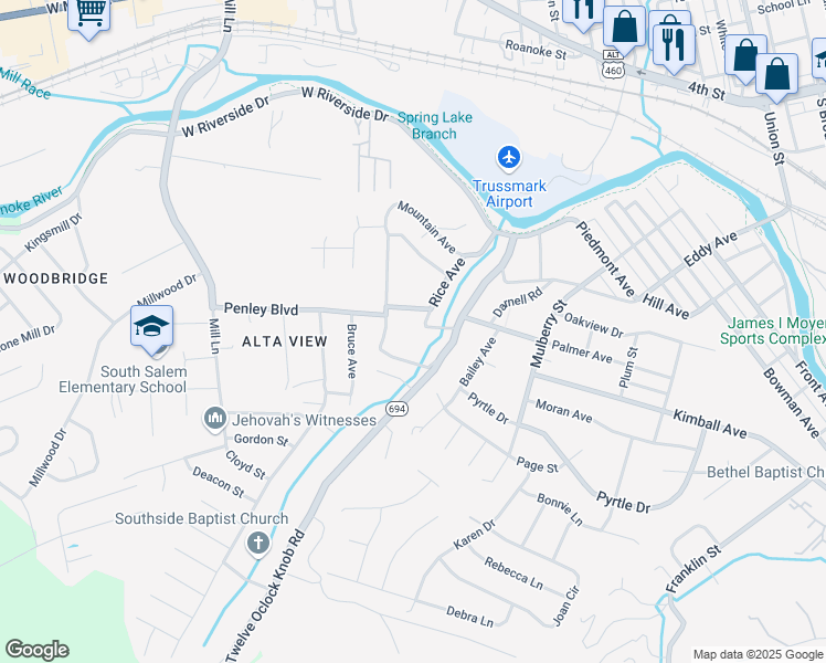 map of restaurants, bars, coffee shops, grocery stores, and more near 1000 Palmer Avenue in Salem