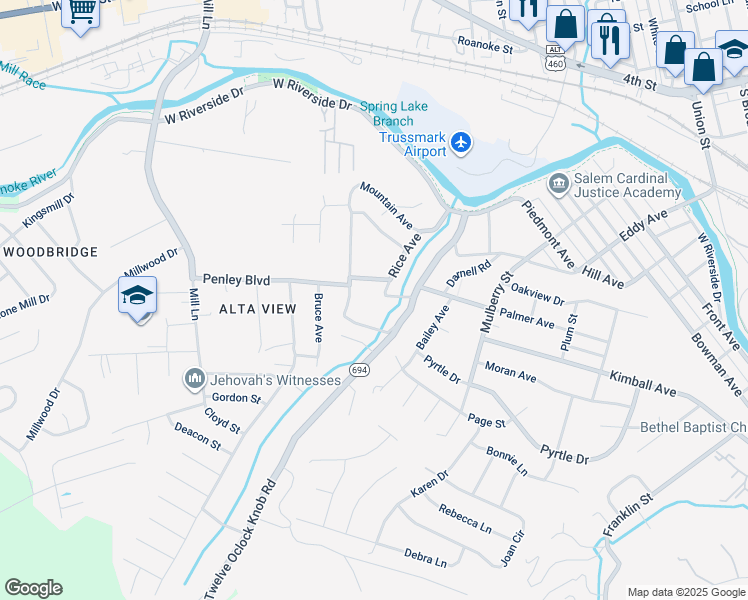 map of restaurants, bars, coffee shops, grocery stores, and more near 1000 Palmer Avenue in Salem