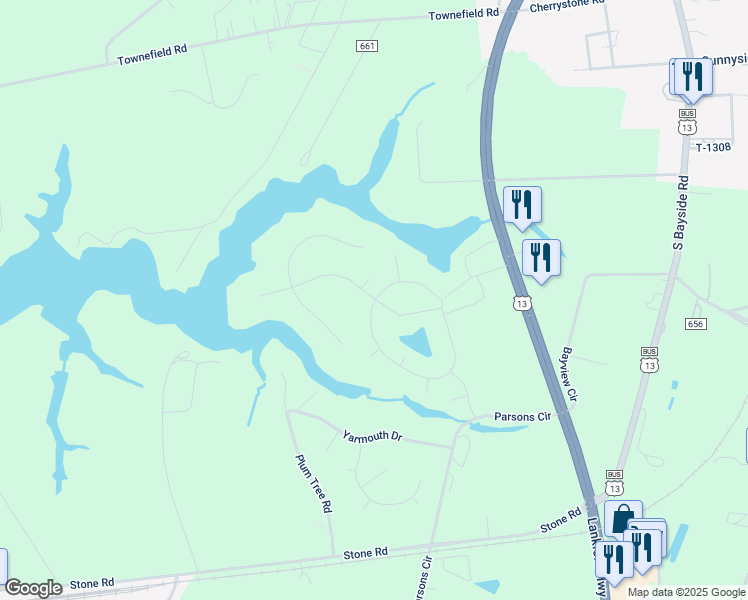 map of restaurants, bars, coffee shops, grocery stores, and more near 3382 Tower Hill Circle in Cape Charles