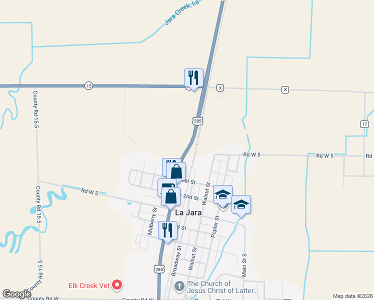 map of restaurants, bars, coffee shops, grocery stores, and more near 33 Spruce Street in La Jara