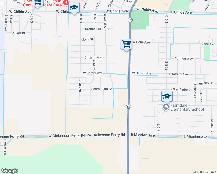 map of restaurants, bars, coffee shops, grocery stores, and more near 516 Luna Court in Merced