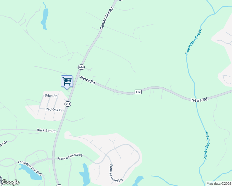 map of restaurants, bars, coffee shops, grocery stores, and more near 3493 News Road in Williamsburg