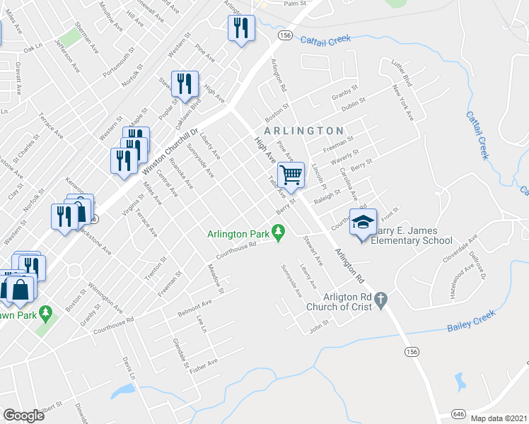 map of restaurants, bars, coffee shops, grocery stores, and more near 1507 Liberty Avenue in Hopewell