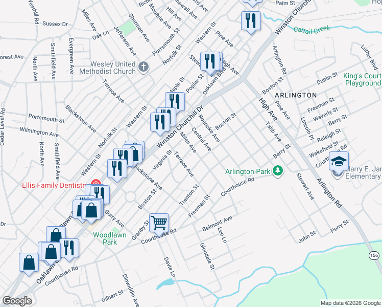 map of restaurants, bars, coffee shops, grocery stores, and more near 3002 Boston Street in Hopewell