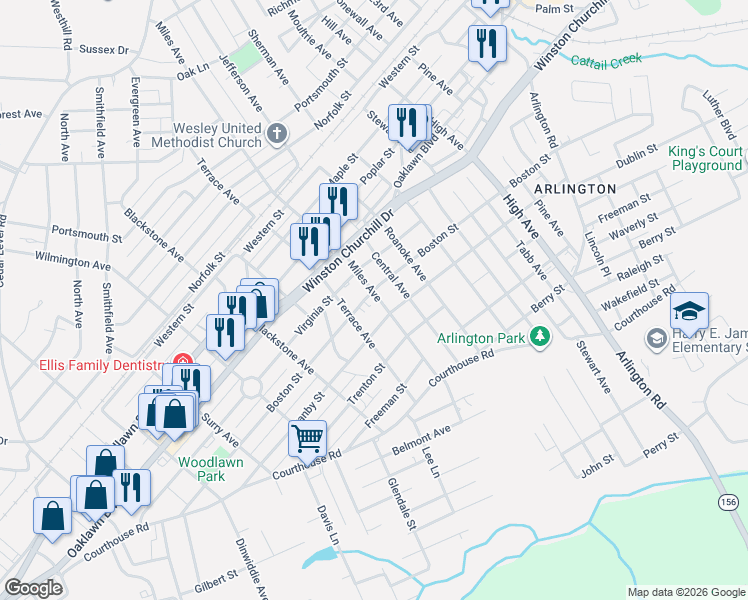 map of restaurants, bars, coffee shops, grocery stores, and more near 3002 Boston Street in Hopewell