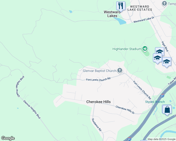 map of restaurants, bars, coffee shops, grocery stores, and more near 4926 Stanley Farm Road in Salem