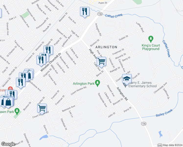 map of restaurants, bars, coffee shops, grocery stores, and more near 1503 Liberty Avenue in Hopewell