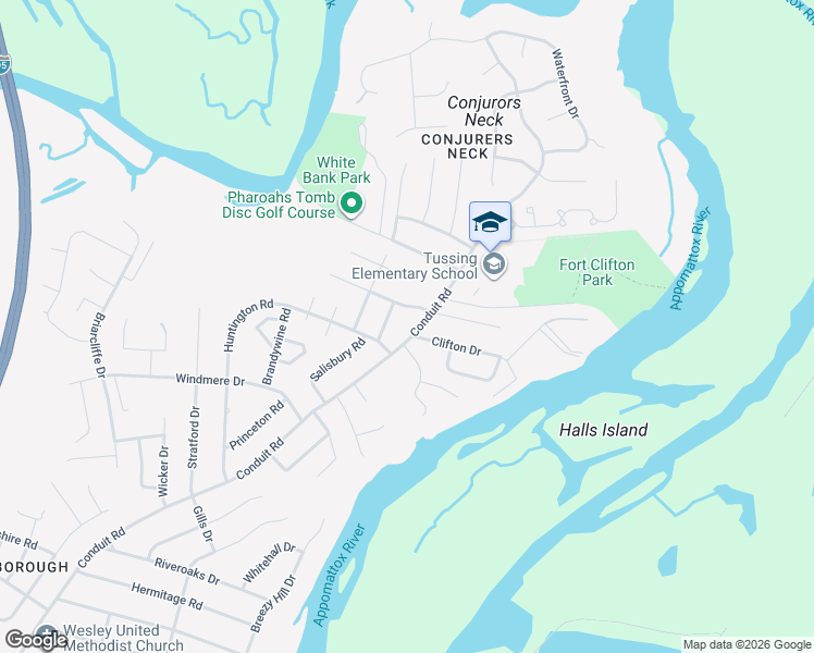 map of restaurants, bars, coffee shops, grocery stores, and more near 1100 Clifton Drive in Colonial Heights