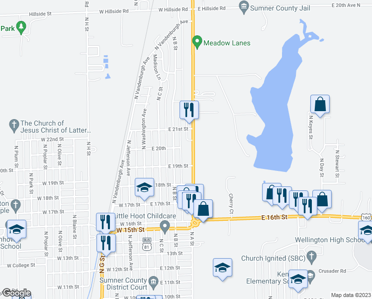 map of restaurants, bars, coffee shops, grocery stores, and more near in Wellington