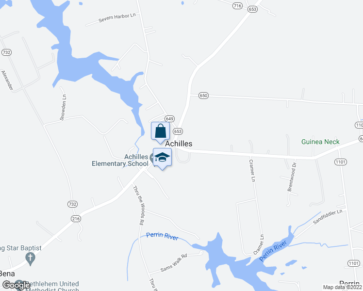 map of restaurants, bars, coffee shops, grocery stores, and more near in Achilles