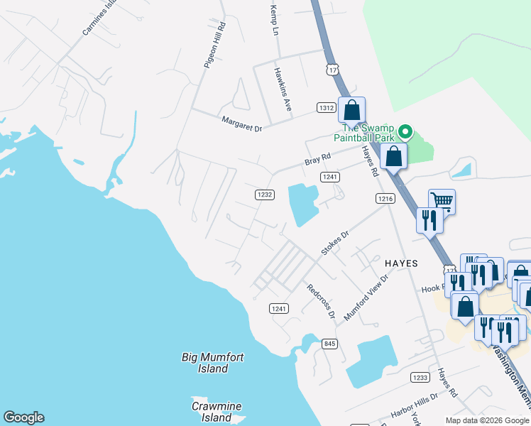 map of restaurants, bars, coffee shops, grocery stores, and more near 2544 Oakdale Court in Gloucester Point