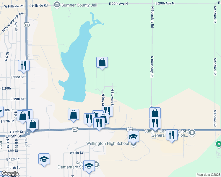 map of restaurants, bars, coffee shops, grocery stores, and more near 1419-1427 Erie Court in Wellington