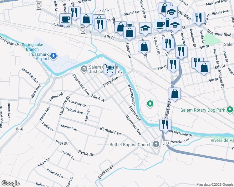 map of restaurants, bars, coffee shops, grocery stores, and more near 516 Front Ave in Salem