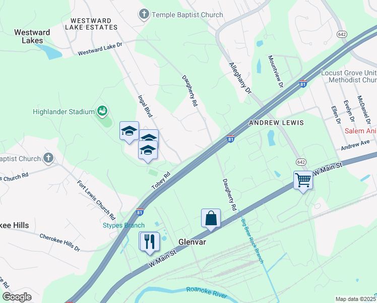 map of restaurants, bars, coffee shops, grocery stores, and more near 4602 Tobey Road in Salem