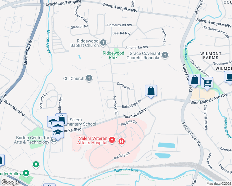 map of restaurants, bars, coffee shops, grocery stores, and more near 916 Hemlock Road in Salem