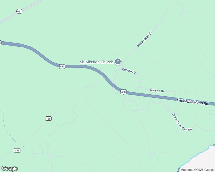map of restaurants, bars, coffee shops, grocery stores, and more near 1771 Brush Mountain Road in Blacksburg