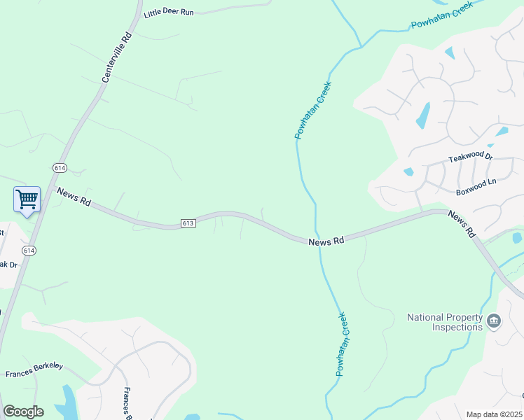 map of restaurants, bars, coffee shops, grocery stores, and more near 3668 News Road in Williamsburg