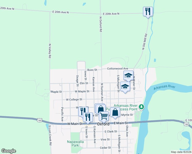 map of restaurants, bars, coffee shops, grocery stores, and more near Buss Street in Oxford