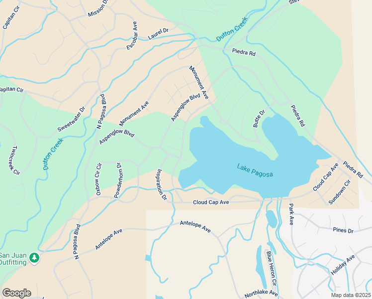 map of restaurants, bars, coffee shops, grocery stores, and more near 1109 Cloud Cap Avenue in Pagosa Springs