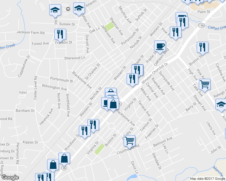 map of restaurants, bars, coffee shops, grocery stores, and more near 800 Kenwood Avenue in Hopewell