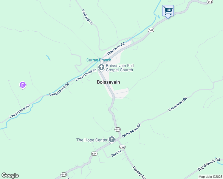 map of restaurants, bars, coffee shops, grocery stores, and more near 492 Boissevain Road in Bluefield